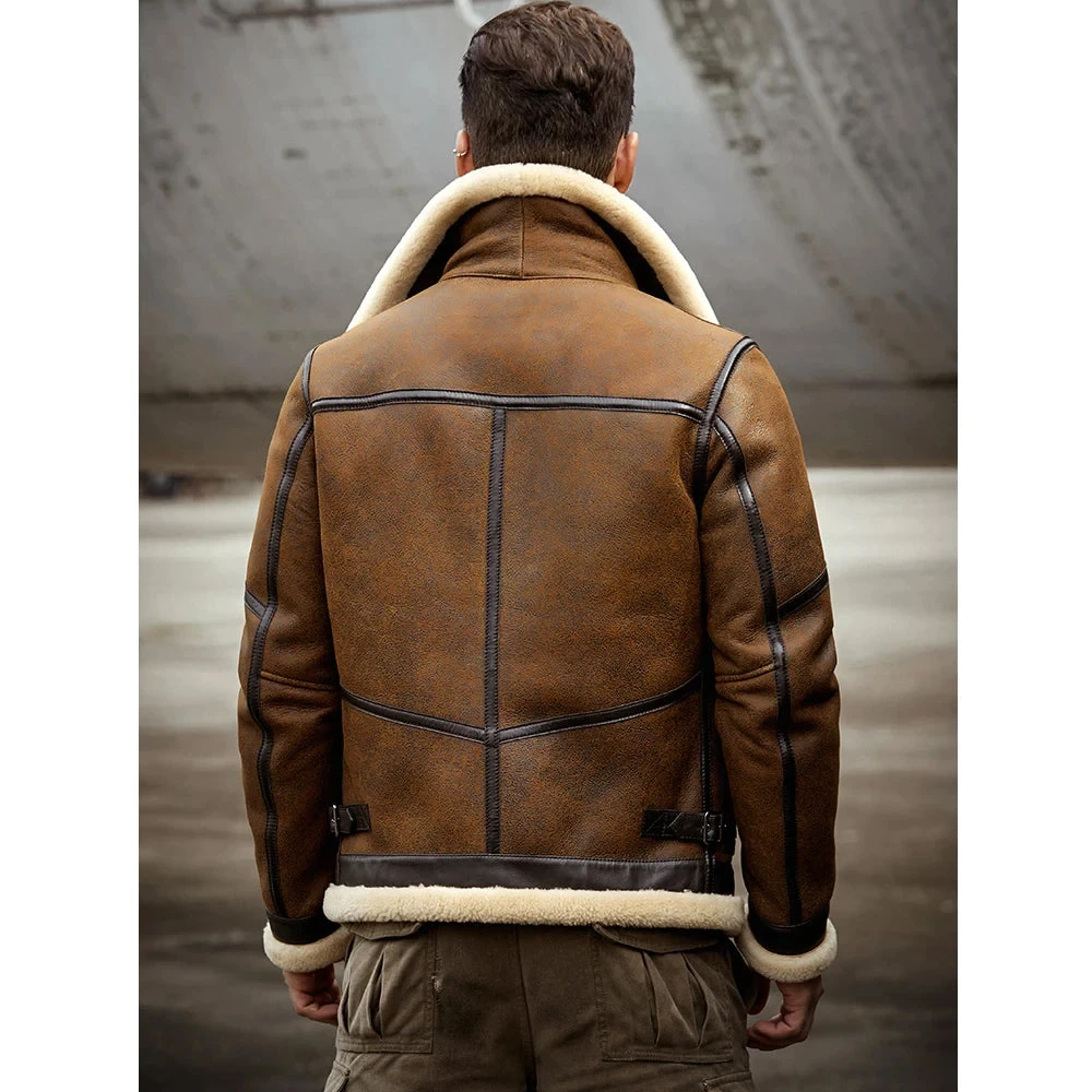 Shearling Leather Men 2022 B6 RAF Flight Shearling Sheepskin Leather Jacket 4 Shearling Leather Men 2022 B6 RAF Flight Shearling Sheepskin Leather Jacket - Image 2
