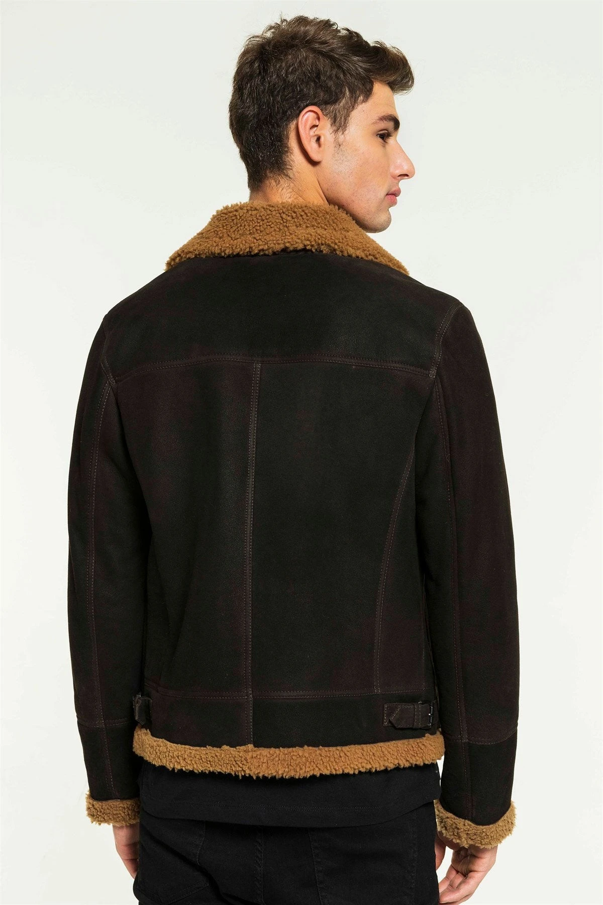 Custom Made Men Aviator Toffee Shearling Jacket 4 Custom Made Men Aviator Toffee Shearling Jacket - Image 2