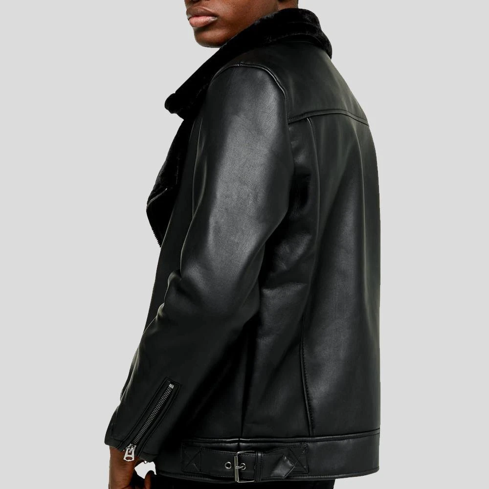 Shearling Leather Bard Black Shearling Leather Jacket 4 Shearling Leather Bard Black Shearling Leather Jacket - Image 2