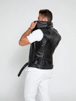 Custom Made Men Biker Leather Vest -Milani Jackets Shop 3 3