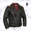 Custom Made Edgy Black Leather Biker Jacket With Red Quilted Lining -Milani Jackets Shop 3 Copy