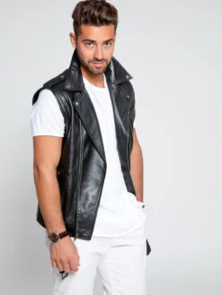 Custom Made Men Biker Leather Vest -Milani Jackets Shop 4 3