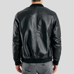 Shearling Leather Bailei Black Bomber Leather Jacket -Milani Jackets Shop 5