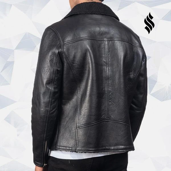 Shearling Leather Shearling Black Leather Jacket 4 Shearling Leather Shearling Black Leather Jacket - Image 2