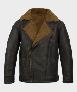 Custom Made Anderson Black Sheepskin Shearling Leather Jacket