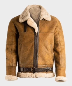 Shearling Leather Aviator Mens Brown Sheepskin Shearling B3 Leather Jacket
