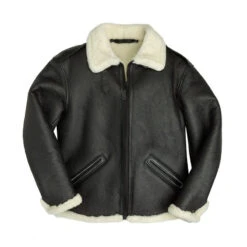 Shearling Leather Men B-6 Black Shearling Bomber Jacket