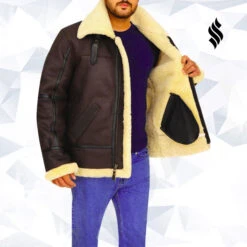 Custom Made B3 Bomber Aviator Shearling Leather Jacket -Milani Jackets Shop B3 Bomber Aviator Shearling Leather Jacket