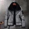 Custom Made B3 Bomber Jacket Grey Shearling Jacket -Milani Jackets Shop B3 Bomber Jacket Gray Shearling Jacket