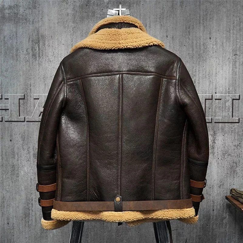Custom Made B3 Flight Sheepskin Aviator Fur Leather Jacket 4 Custom Made B3 Flight Sheepskin Aviator Fur Leather Jacket - Image 2