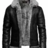 Shearling Leather Men B3 Bomber Flying RAF Aviator Real Fur Collar Leather Jacket -Milani Jackets Shop B3BomberFlyingRAFAviatorRealSheepSkinFurCollarLeatherJacketforMen