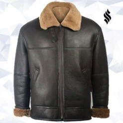 Custom Made Men Black Aviator Shearling Jacket