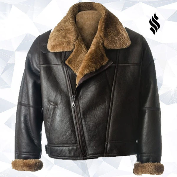 Custom Made Men Black B3 Sheepskin Jacket 3 Custom Made Men Black B3 Sheepskin Jacket