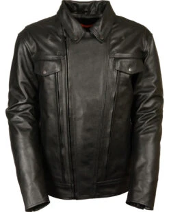 Biker Leather Jacket Men's High End Utility Pocket Vented Cruiser Jacket