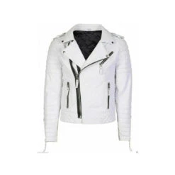 Biker Leather Jacket White Leather Biker Jacket Mens Double Breast Style