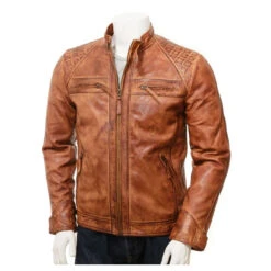 Biker Leather Jacket Mens Tan Leather Biker Jacket