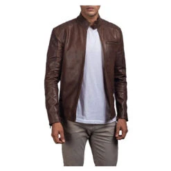 Biker Leather Jacket Mens Brown Leather Biker Jacket