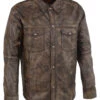 Biker Leather Jacket Leather Men's Distressed Brown Light Leather Snap Front Shirt -Milani Jackets Shop Biker Leather Jacket 1 7ae43830 01dd 4a7c a8c3 a10ebd38f16b