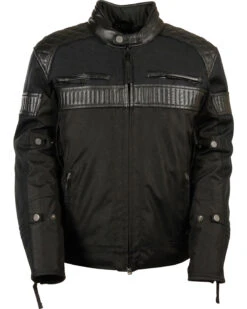 Biker Leather Jacket Men's Black Textile Scooter Riding Motorbike Jacket