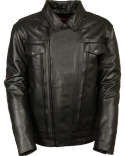 Biker Leather Jacket Men's Utility Vented Cruiser Jacket - Tall 5X