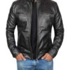 Biker Leather Jacket Mens Black Lambskin Biker Style Leather Jacket