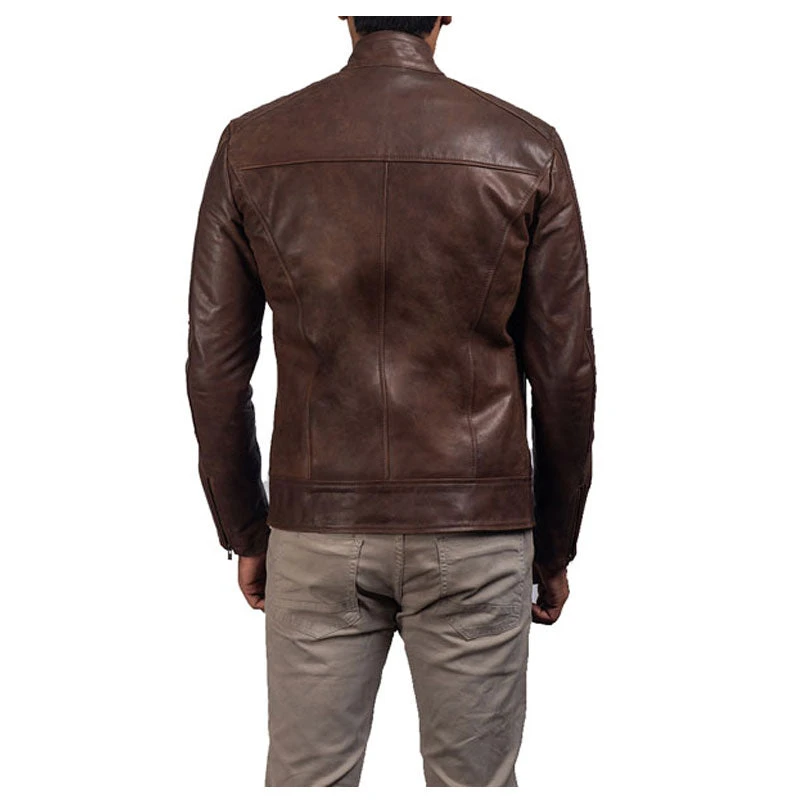 Biker Leather Jacket Mens Brown Leather Biker Jacket 4 Biker Leather Jacket Mens Brown Leather Biker Jacket - Image 2