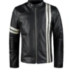 Biker Leather Jacket Mens Black Leather Biker Jacket With White Stripes -Milani Jackets Shop BikerLeatherJacket1 492ce060 cd07 4371 a3d5 af28fa48b1de