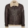 Shearling Leather Brown Aviator Leather Jacket With Shearling Collar -Milani Jackets Shop BrownAviatorJacket
