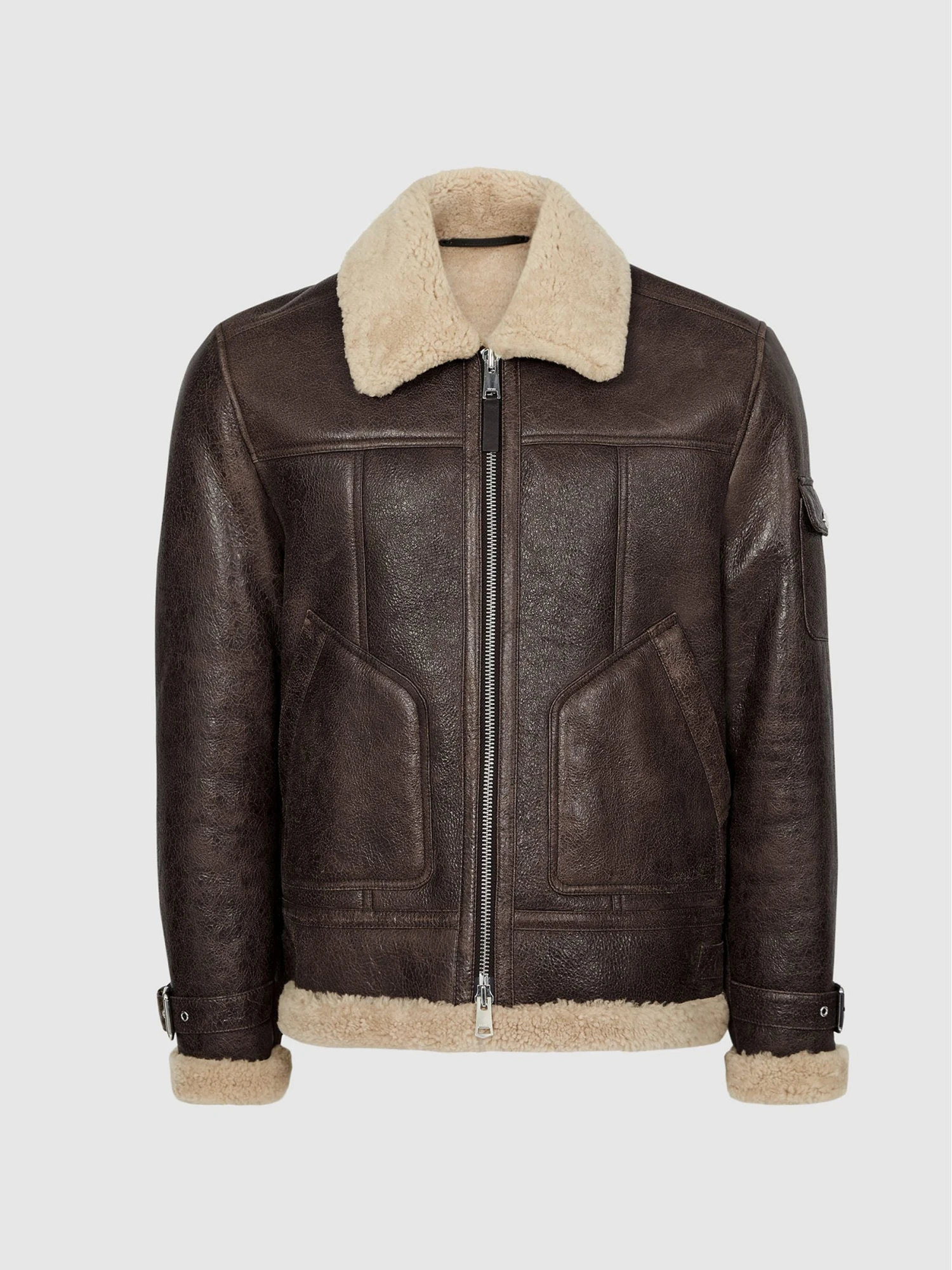 Shearling Leather Brown Aviator Leather Jacket With Shearling Collar 3 Shearling Leather Brown Aviator Leather Jacket With Shearling Collar