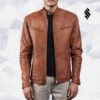 Shearling Leather Brown Biker Leather Jacket Ionic Style -Milani Jackets Shop BrownLeatherBikerJacketIonicStyle
