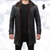 Shearling Leather Chandler Mens Shearling Lined Black Leather Trench Coat -Milani Jackets Shop ChandlerMensShearlingLinedBlackLeatherTrenchCoat