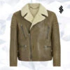 Shearling Leather Chocolate Brown Aviator Leather Jacket Men -Milani Jackets Shop Chocolate Brown Leather Jacket Men