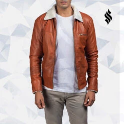 Shearling Leather Tan Shearling Leather Jacket