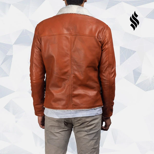 Shearling Leather Tan Shearling Leather Jacket 4 Shearling Leather Tan Shearling Leather Jacket - Image 2
