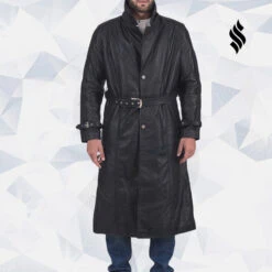 Shearling Leather Daniel Black Leather Trench Coat