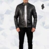 Shearling Leather Dean Black Leather Biker Jacket