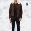Shearling Leather Suede Shearling Leather Jacket
