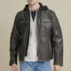 Biker Leather Jacket Mens Hooded Biker Leather Jacket