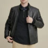 Biker Leather Jacket Men's Moto Biker Leather Jacket