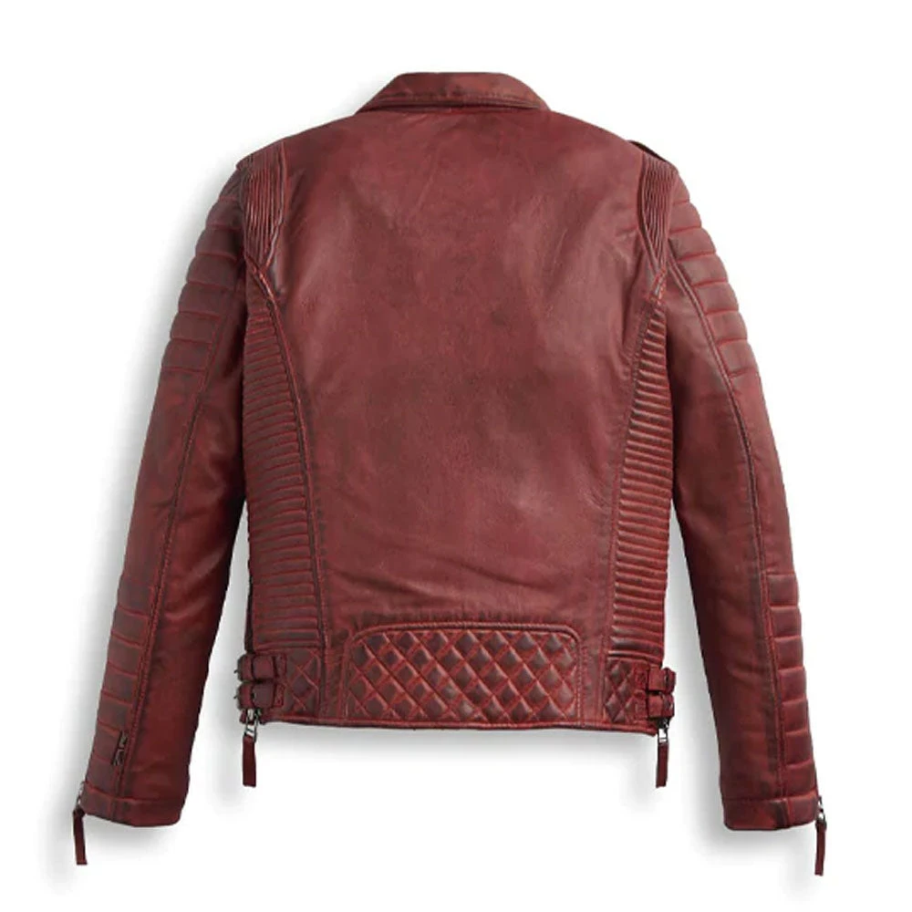 Biker Leather Jacket Men Red Biker Leather Motorbike Jacket 4 Biker Leather Jacket Men Red Biker Leather Motorbike Jacket - Image 2