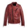 Biker Leather Jacket Men Red Biker Leather Motorbike Jacket