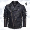 Shearling Leather Black Leather Motorcycle Leather Jacket -Milani Jackets Shop Leather Motorcycle Leather Jacket