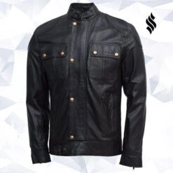 Shearling Leather Lightweight Men Soft Black Sheepskin Jacket