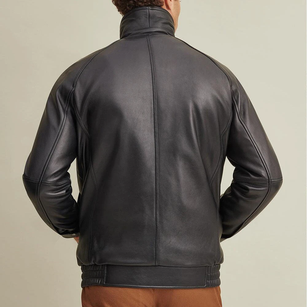 Biker Leather Jacket Lined Leather Bomber 4 Biker Leather Jacket Lined Leather Bomber - Image 2