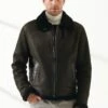 Custom Made Men Aviator Dark Green Shearling Jacket -Milani Jackets Shop Men Aviator Dark Green Shearling Jacket