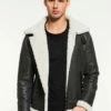 Custom Made Men Aviator Grizzly Grey Shearling Jacket -Milani Jackets Shop Men Aviator Grizzly Grey Shearling Jacket