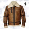 Shearling Leather Men Brown B3 Bomber Shearling Jacket -Milani Jackets Shop Men Brown B3 Bomber Shearling Jacket