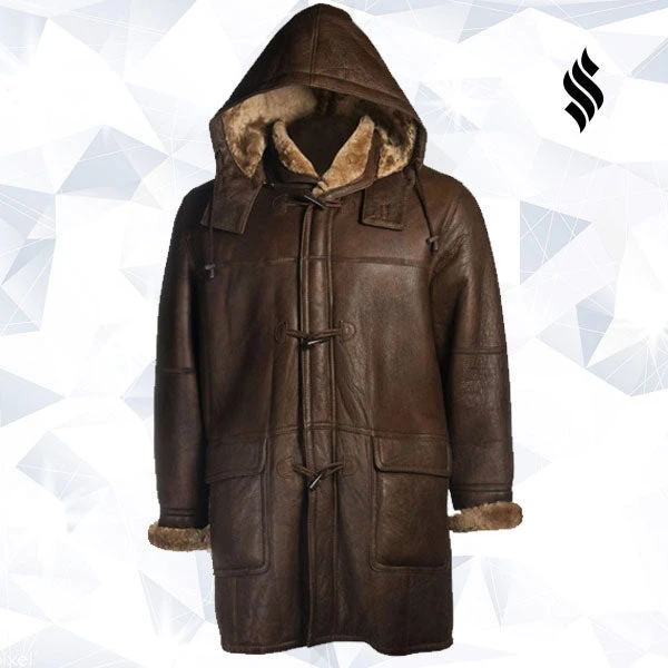 Shearling Leather Men Brown Shearling Hoodie Coat 3 Shearling Leather Men Brown Shearling Hoodie Coat