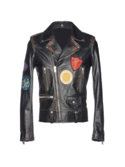 Custom Made Men Biker Leather Jacket -Milani Jackets Shop MenBikerLogoLeatherJacket3
