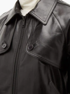 Custom Made Men Classic Black Leather Jacket -Milani Jackets Shop MenClassicMilitaryLeatherJacket4